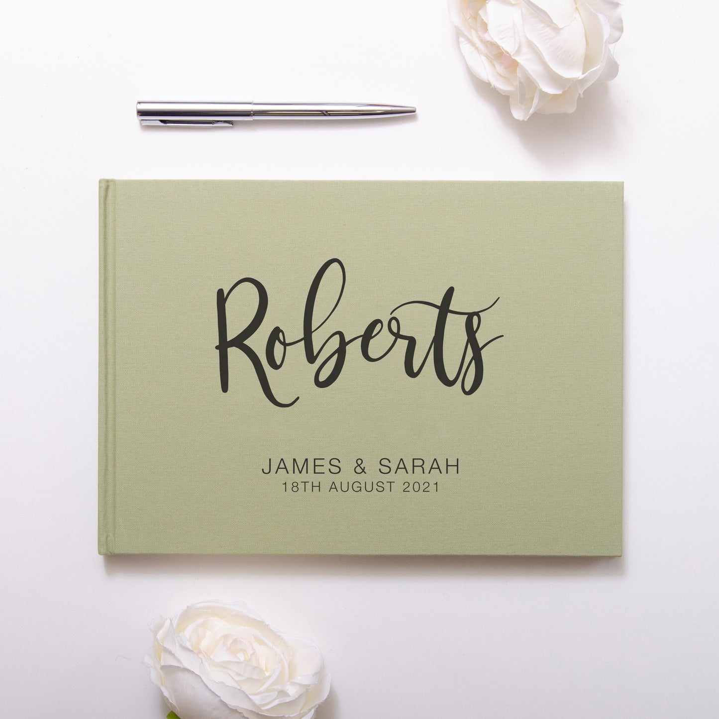 Personalised linen guest book