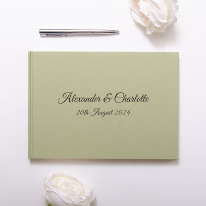 Personalised linen guest book