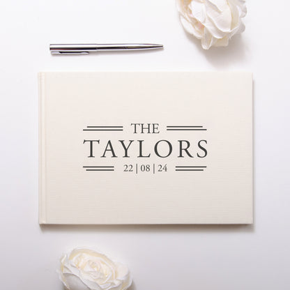 Personalised linen guest book