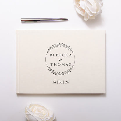 Personalised linen guest book