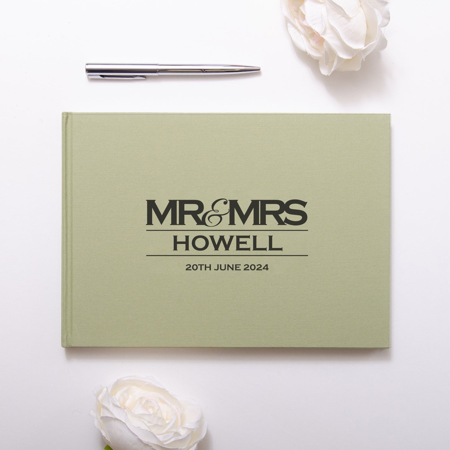 Personalised linen guest book