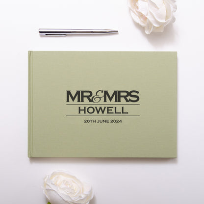 Personalised linen guest book