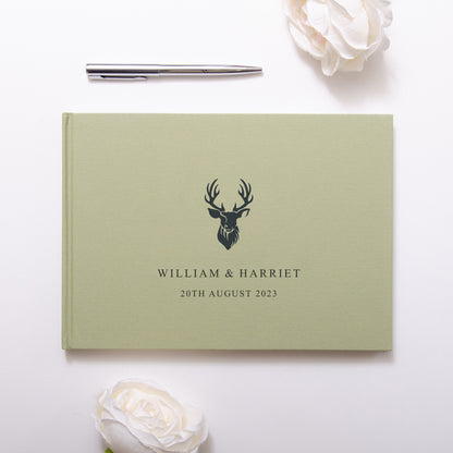 Personalised linen guest book