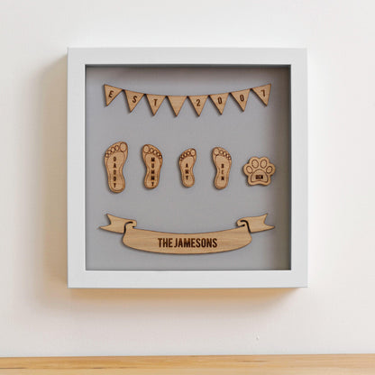 Personalised family foot print frame - Stag Design