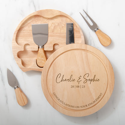 Personalised engagement cheese board and tools