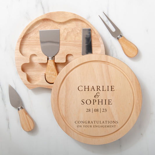 Personalised engagement cheese board and tools