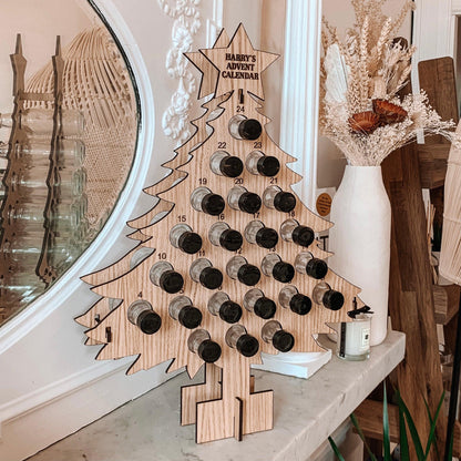 Personalised oak Advent calendar for miniatures - Stag Design