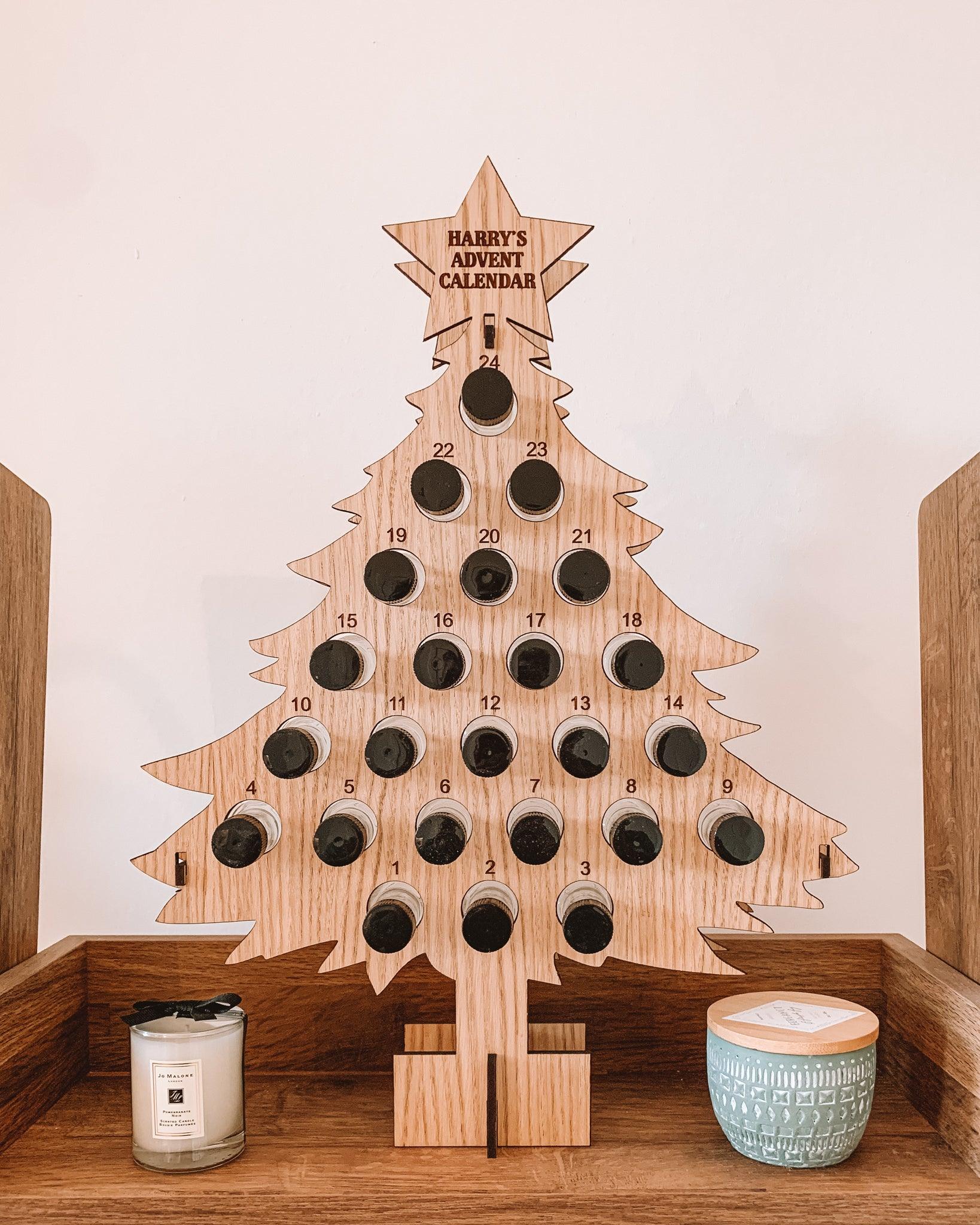 Personalised oak Advent calendar for miniatures - Stag Design