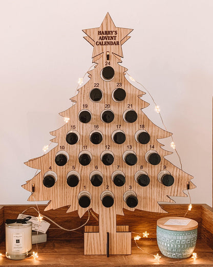 Personalised oak Advent calendar for miniatures - Stag Design