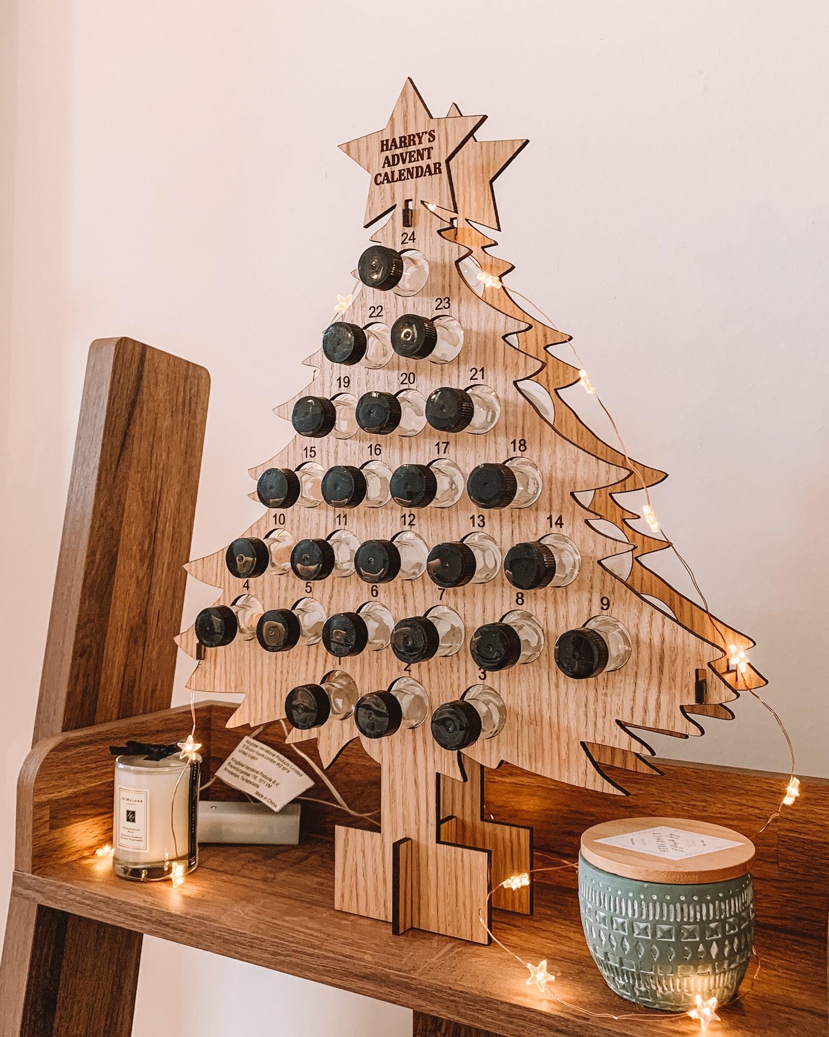 Personalised oak Advent calendar for miniatures - Stag Design