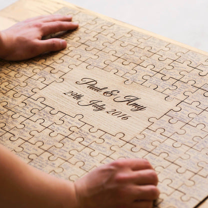 Jigsaw Guestbook - personalised jigsaw with option of oak or white handmade solid wood frame - Stag Design
 - 6