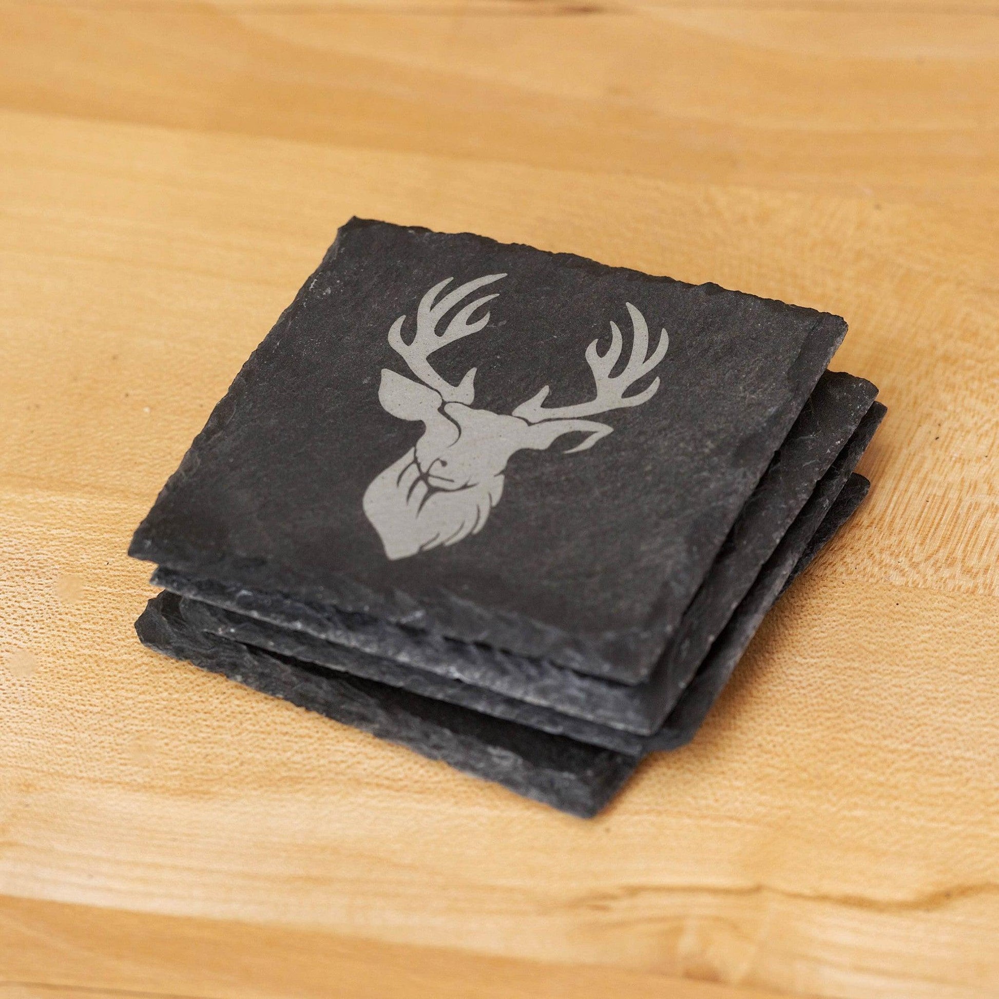 Stag head slate coaster - Stag Design
