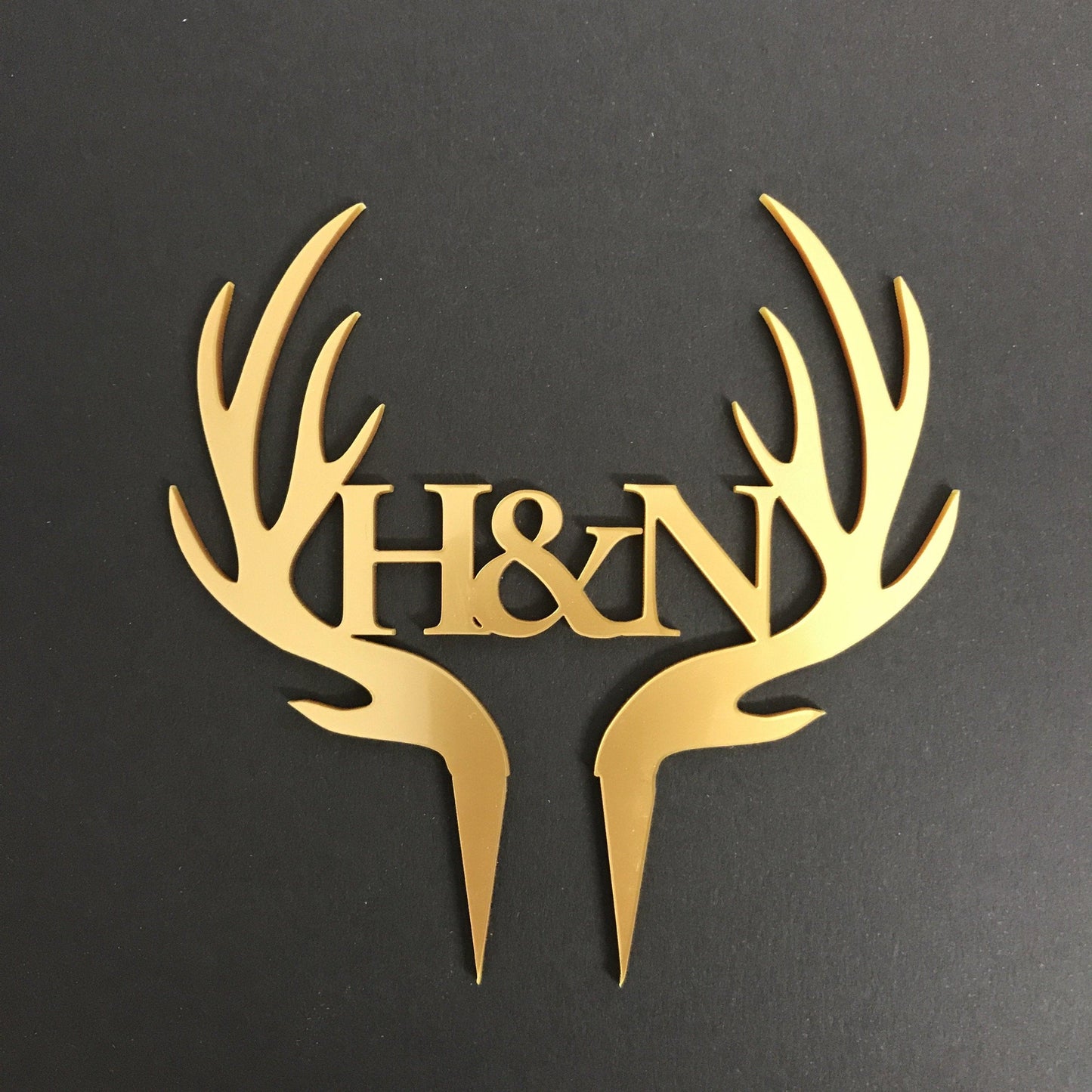 Antler cake topper with Wedding initials - Stag Design