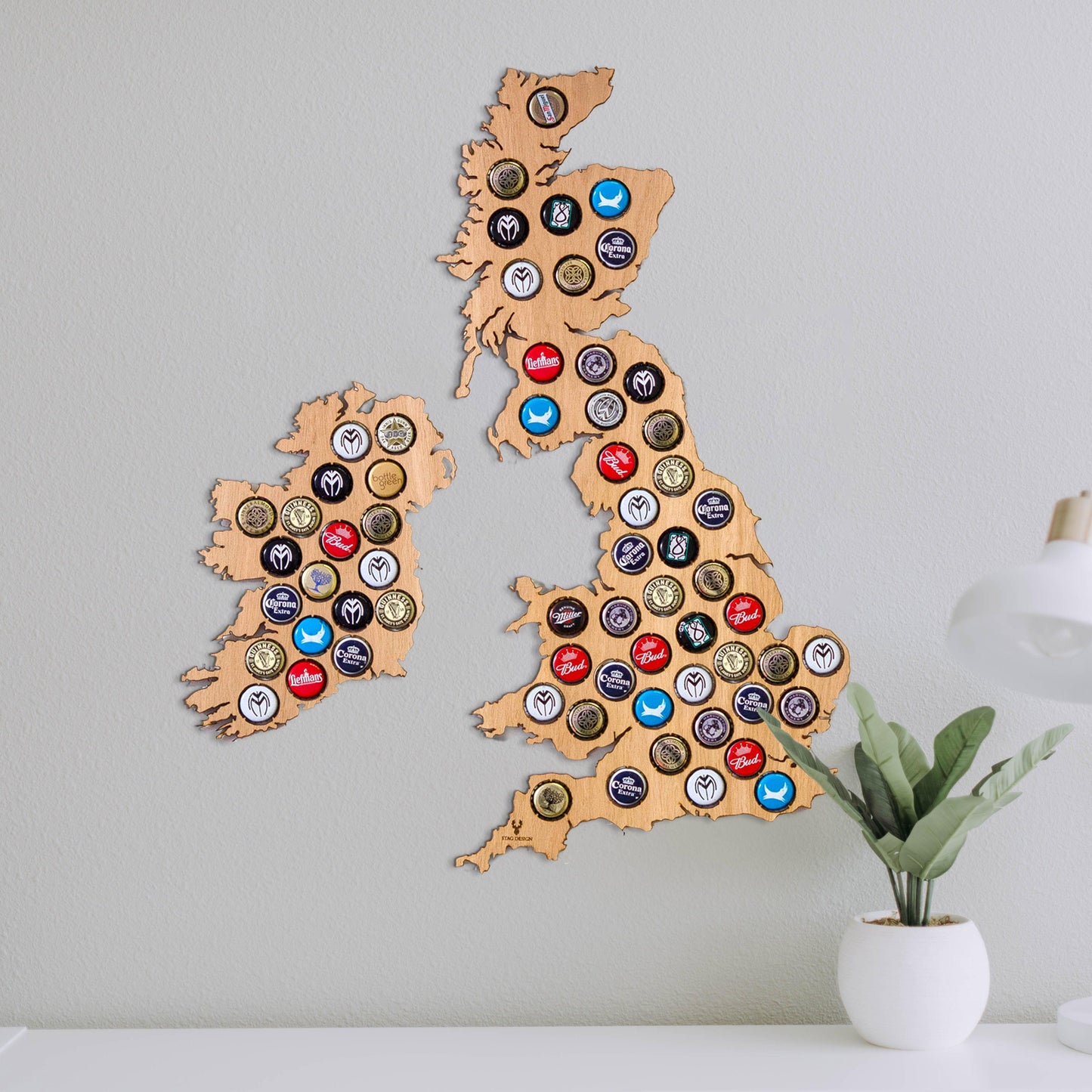 Beer Cap UK and Ireland Map - Stag Design