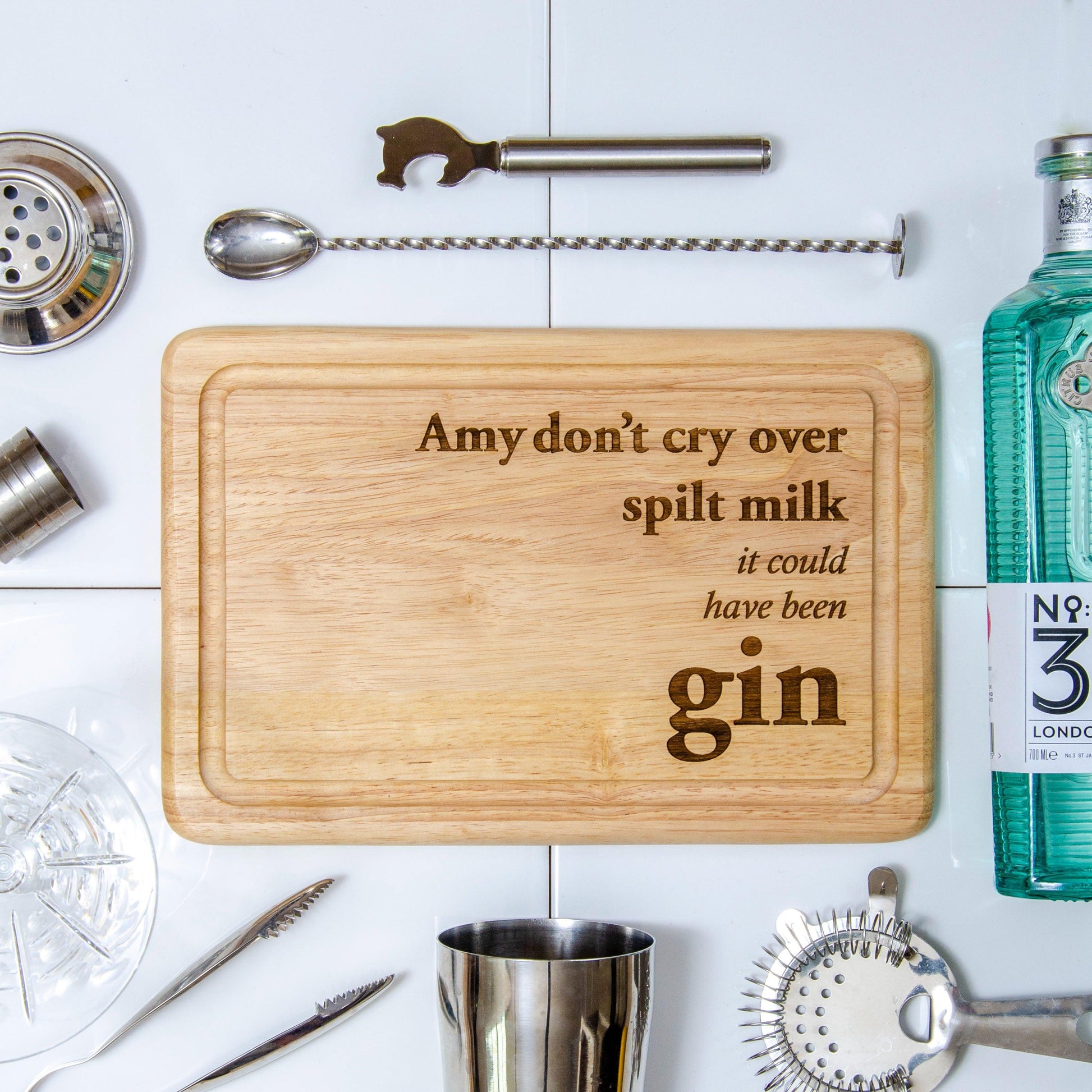 Gin Chopping Board - Stag Design