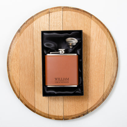 Personalised wedding leather hip flask