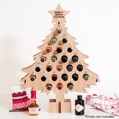 Personalised oak Advent calendar for miniatures - Stag Design